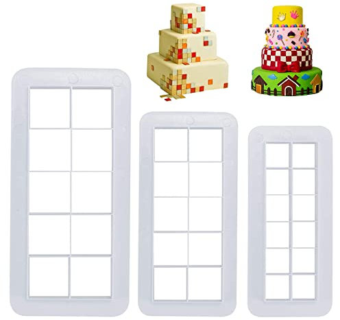 3 Size Square Cookie Cutters - Square Cutters for Fondant,Square Biscuit Decorating,Icing Cutters Novel Creative Cake Decor or Clay Crafting Projects