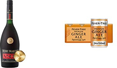 Rémy Martin Remy Ginger Cocktail Bundle 24 serves - Rémy Martin VSOP, Cognac Fine Champagne 70cl & Fever-Tree Refreshingly Light Ginger Ale 8 x 150ml (Pack of 3, Total 24 cans)
