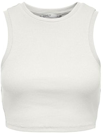 ONLY Damen Onlvilma S/L Cropped Tank Top JRS Noos, Cloud Dancer, S