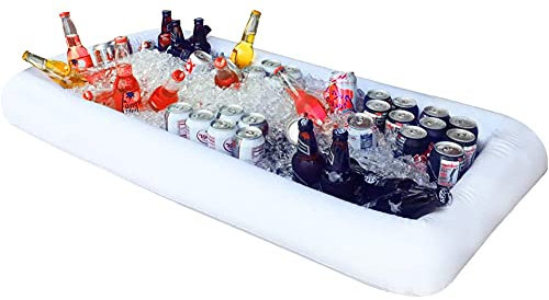 FIYSON Bar Flottant pour Piscine, Table de Pong Flottante,Plateau Flottant Piscine, Porte Gobelets Gonflable, Porte Bière Flottant PVC, Gonflable Plateau de Buffet Bar, la Plage, Le Camping,130×50CM