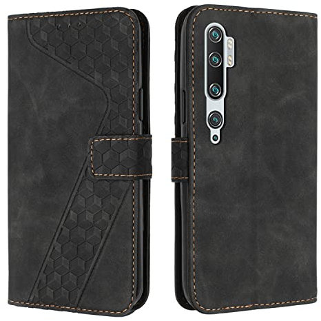 OKZone Kompatibel mit Xiaomi Mi Note 10/Mi Note 10 Pro/Xiaomi Mi CC9 Pro Hülle, PU Leder Handyhülle Tasche Wallet Schutzhülle Flip Cover Klappbar Etui mit Magnet Kartenfach TPU Lederhülle (Schwarz)