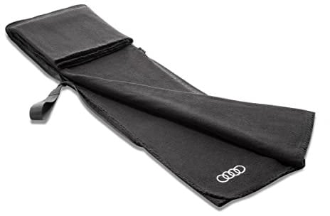 Audi 3292200300 Fleecedecke 2in1 Decke faltbar Kissen, schwarz, mit Audi Ringe Logo