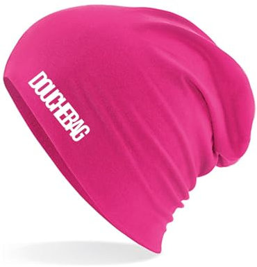 huuraa Mütze Douchebag Schriftzug Geschenk Winterbeanie Fuchsia Douchebag Präsent
