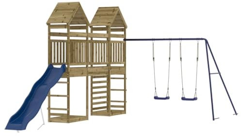 vidaXL Spielturm, Klettergerüst mit Kletterwand Rutsche Schaukel, Kinder Kletterturm mit Sandkasten, Spiel-Zubehör für Garten, Spielgeräte Spielplatz, Imprägniertes Kiefernholz