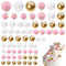 Daover 50 Pcs Balloon Cake Topper, Pink White and Gold Ball Cake Decorations, Mini Foam Balls Cupcake Topper Balloon Cake DIY Decoration for Birthday Wedding Anniversary Baby Shower