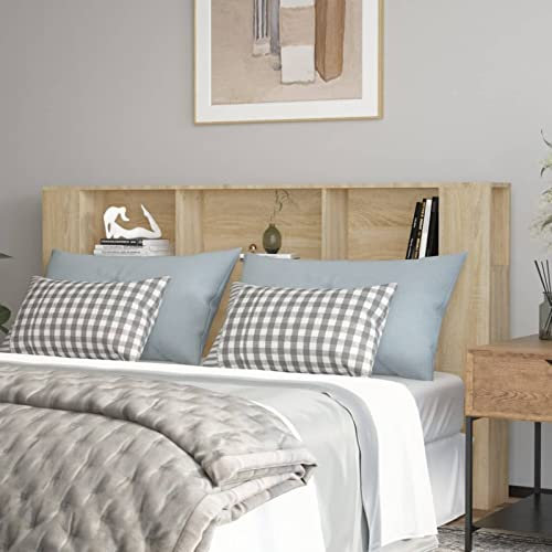 GuyAna Kopfteil mit Ablagen Bett Ablage Sonoma-Eiche 180x18,5x104,5 cm RüCkwand Bett