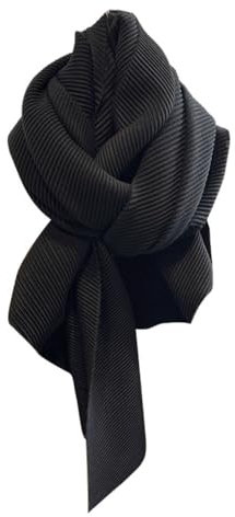 CLSSLVVBN Universal Match Luxus Einfarbig Und Plissee Schal Für Frauen Warm Einfarbig Große Dicke Schal Polyester, Schwarz