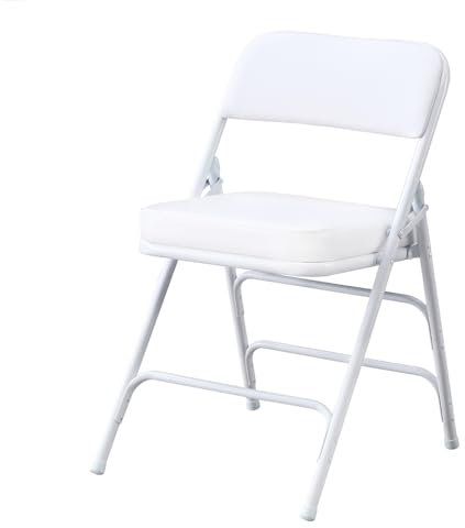 KAIHAOWIN Extra Dicke Gepolsterte Klappstuhl, Metall Klappstuhl mit Superweichem Kissen, Komfort Klappstuhl für Wohnzimmer, Esszimmer und Büro, Weiß