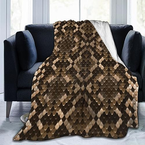 TORR Fleece-Überwurfdecke mit Schlangenleder-Streifenmuster, weiche Flanelldecke, Dekoration für Couch, Sofa, Geschenke, 152,4 x 127,7 cm