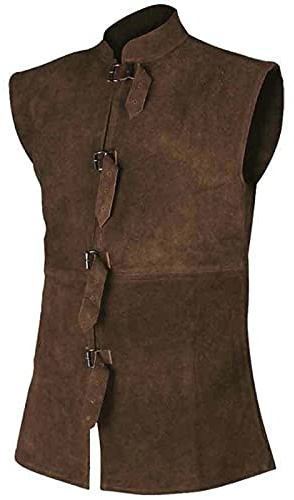 Duohropke Medieval Clothing Men's Vest Renaissance Pirate Costume Renaissance Men's Lacing Reversible Vest Medieval Pirate Gothic Vest Gothic Steampunk Lace Up Vest Cosplay Top, brown, XXXXXL