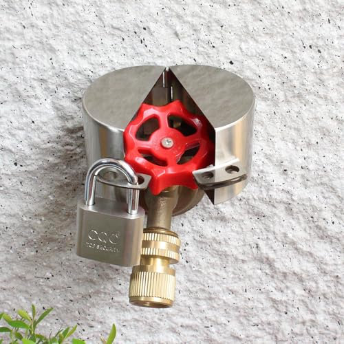 Wasserhahnschloss für den Außenbereich mit Vorhängeschloss, Wasserzapfen-Verriegelung, geeignet für Gartenschlauch, Lätzchen, Wasserventil, kindersicher, verhindert Wasserdiebstahl und unbefugte