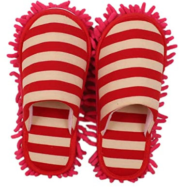 DOITOOL 1paire Pantoufles De Nettoyage Chenille Rouges Multifonctionnels pour Nettoyage De Sols Couvre-Chaussures Créatifs pour Entretien Facile à Domicile