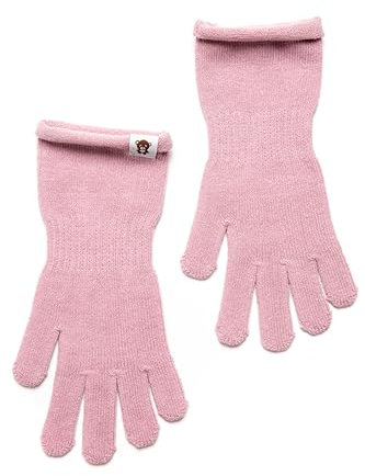 KNITAS Lange Handgelenkhandschuhe Gestrickt aus Baumwolle für Kinder I Einlagige Fingerhandschuhe für Jungen und Mädchen 6-8 Jahre I Bequeme weiche Handschuhe in der Farbe Rosa - Größe 6-7