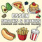 Essen Snacks & Drinks: Einfaches und niedliches Malbuch für Erwachsene und Kinder, mit einer Vielzahl von leckeren und gesunden Lebensmitteln, Getränken, Desserts, Gemüse und Obst.