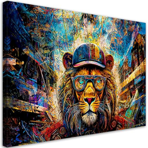 Feeby Impression sur toile 45x30 cm decoration chambre - tableau decoration murale - Lion Pop Art - decoration maison Tableau Moderne toile peinture - ART - poster mural