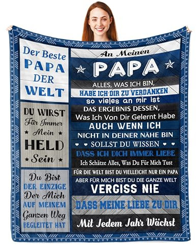 Papa Geschenk Geburtstag, Geburtstagsgeschenk für Papa von Tochter Sohn, Vater Geschenk, Bester Papa Geschenke, Geschenk Vater Geburtstag, Geschenk für Den Papa, Papa Kuscheldecke Geschenke 150X130CM