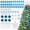 Blulu 103 Pcs Christmas Ornaments Set with LED Decorative Light - Blue, Silver, Glitter Tree Hanging Baubles for Xmas Holiday Party