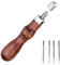 Hominas Vorstecher mit Holzgriff, Ledernadel Nähahle Ahle 4 in 1 Kegel Nähahle Holzgriff Pfriem für Leder Nähen Stanzen DIY Handwerkzeug