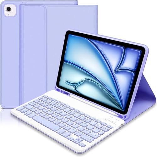 tititinita for iPad Air 13 inch Keyboard Case 2024/2025, Case with Keyboard for iPad Air 13 inch 2024 Tablet, Slim Smart Cover with Detachable Keyboard and Pencil Holder for ipad air 13 (Purple)