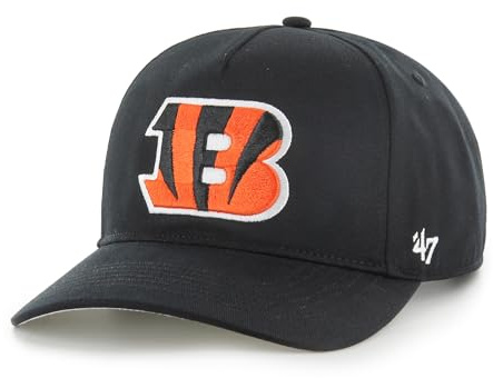 '47 NFL Cincinnati Bengals Hitch RF Unisex Baseball Cap, Adjustable Snapback Strap, Team Logo, Colour Black