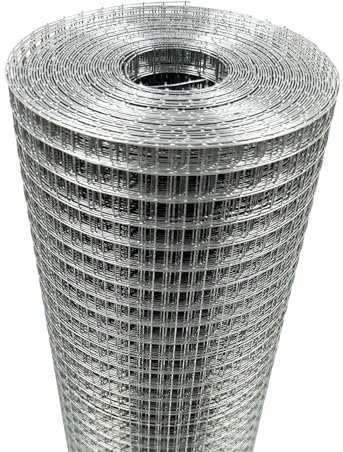 BOAOTX Wühlmausgitter 1m x 10m, Volierendraht Maschenweite 12,7 mm, Drahtgitter Feinmaschig Verzinkt, Maschendraht als Wühlmausgitter für Hochbeet Hasendraht Kaninchendraht Hasengitter Mäusegitter