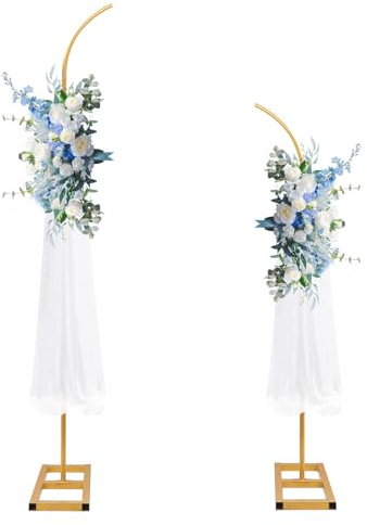 PlusFive Hochzeitsbogen Set(1,9 m & 2,3 m) Gold Traubogen Hochzeitsbogen Gestell Ballonbogen Gewölbter Hintergrundrahmen Wedding Arch für Hochzeit Zeremonie, Geburtstag, Babyparty Dekoration