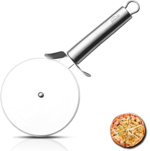 Berglander Rueda de pizza, chapado en titanio dorado, cortador de pizza súper afilado de acero inoxidable con chapado en oro rosa de titanio, cortador de masa, fácil de limpiar y almacenar
