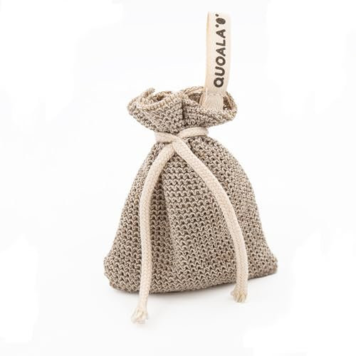 QUOALA® Seifensäckchen aus GOTS-zertifiziertem Bio-Leinen – sanftes Peeling & cremiger Schaum – kein Nylon, vegan, elastisch & nachhaltig in Italien gefertigt