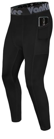 VanKee Uomo Pantaloni a Compressione con Tasche Sport Running Leggings Fitness Tights Quick Drying Sweat Bottoms Basketball Football Yoga Gym
