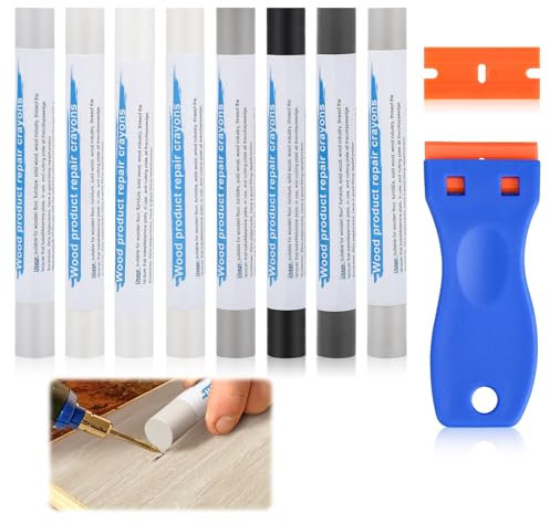 Möbelreparatur Wachsmalstifte,Weichwachskittstangen,Laminat Reparaturset Möbel Reparatur Set zum Auffüllen Reparieren von Kratzern und Löchern auf Möbeln,anderen Holzoberflächen (8 Versch Grauserie)