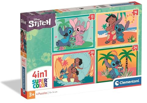 Clementoni - Puzzle Infantil 4In1 Stitch Walt Disney, Puzzle Infantil Personajes Stitch Walt Disney, 21745
