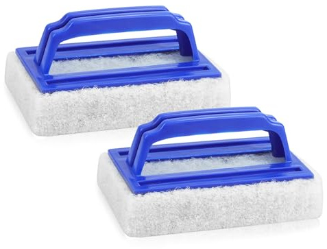 Qcdou Brosses ÉPonge De Piscine Brosse, 2 Pièce Brosses pour Piscine, Kit Nettoyage Piscine, Eponge Ligne d Eau Piscine avec Poignée, pour Nettoyer Les Algues et la Saleté de la Piscine (Bleu)