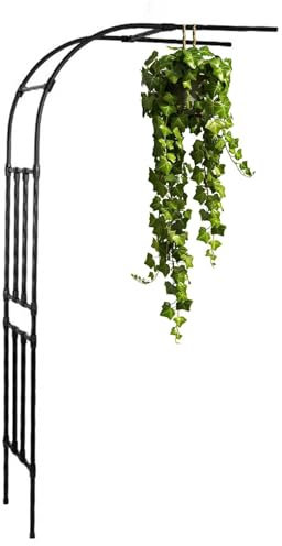 Yopappol Gartenbogen-Spalier, halbe Seite für Kletterpflanzen, Pflanzenstütze aus Metall, Wandmontage, Pergola-Spalier, Weinreben-Torbogen für Garten, Rasen, Innenhof(90x240x40CM/3.0x7.9x1.3ft)