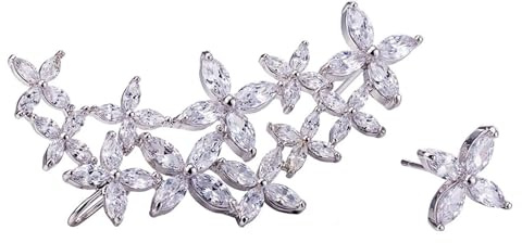 Tolldek 18K Au750 Weißgold Ohrringe Echt Goldschmuck, Moissanit Blumen Ohrstecker Marquiseschliff, Gold 750 Ohrstecker Damen Echt Goldschmuck