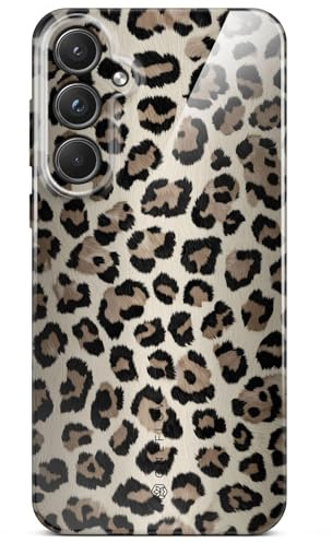 ONEFLOW Wild Cover für Samsung Galaxy A55 5G Hülle mit Animal Print, Designer Case Handy Schutzhülle mit Kameraschutz, Tiere Muster Hardcase dünne Handyhülle, Golden Leopard Leo
