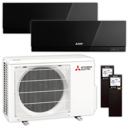 Mitsubishi by ThermoFLUX Multisplit Klimaanlage Set | MSZ-EF | 3,5 kW + 3,5 kW | Black