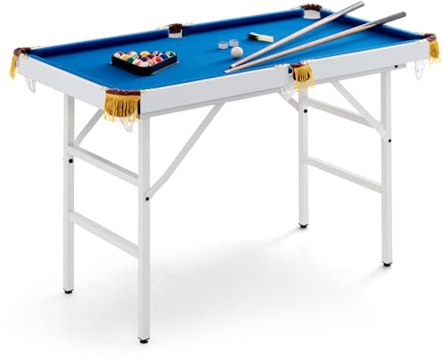 DREAMADE 122 cm klappbarer Billardtisch-Set mit Zubehör, mini tragbarer Spieltisch für Kinder & Erwachsene, platzsparender Pooltisch mit Queue, Queue-Kreide, Kugeln, Dreieck & Bürste