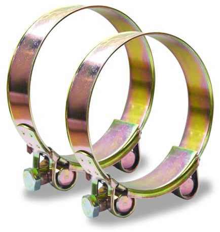 Ezitruz T-Bolt Hose Clamps, 2 Pcs 149-161mm Exhaust Clamp Set, Sturdy Hose Clips & Bolt Clip for Auto Water and Gas Pipe(Bandwidth 25mm, Gold)