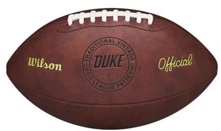 Wilson NFL Duke Throwback Football, Made From Composite Leather With A Retro Design, Official Size, Colour: Brown