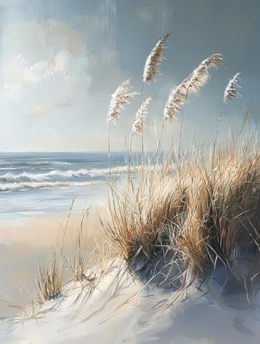 STYLER Leinwandbild Serene Dunes 60 x 80 cm – Ruhige Stranddünen & Meeresmotiv – Elegantes Wandbild in sanften Natur- & Blautönen