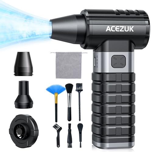 Souffleur Air Comprimé 300000TR/Min, Dépoussiérant Puissant Électrique avec 10500mAh Batterie, Souffleur PC à 4 Vitesses, Bombe Air Sec pour Voiture, Kit de Nettoyage de Clavier d'Aspirateur
