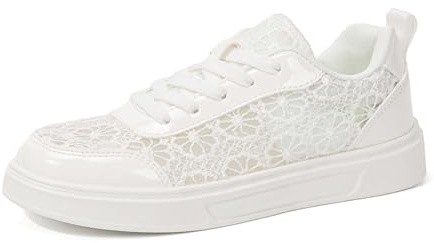 Scarpe da Ginnastica Donna con Pizzo, Sneaker Donna Fashion con Ricami e Fori, Scarpe Ginnastica in Tela Traspiranti, Calzature Estive Leggere Comode per Passeggio, Scarpa Sposa Eleganti