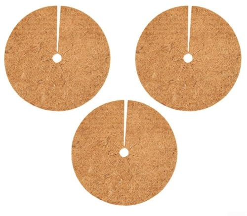 Mulchskivor för kokosnötskokos för trädgårds- och inomhusväxter – biologiskt nedbrytbara barriärmattor för krukor och landskap (45 cm)