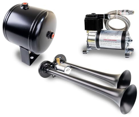 KLEINN AIR Horns HK2-1 Komplettes Dual-Truck-Lufthorn-Paket – Schwarz