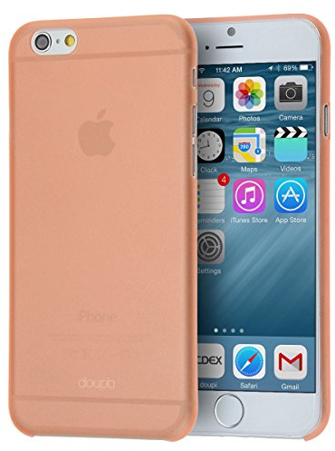 doupi UltraSlim Hülle kompatibel für iPhone 6 / 6S (4,7 Zoll), Ultra Dünn Fein Matt Handyhülle Cover Bumper Schutz Schale Hard Case Taschenschutz Design Schutzhülle Hardcase, orange