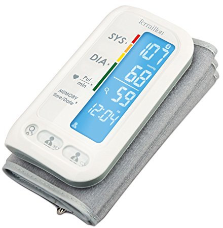 Terraillon Arm-Blutdruckmessgerät, Mit Smartphone/Tablet verbindbar, Zur Berechnung des Blutdrucks und der Herzfrequenz, 2 Benutzer, 60 Speicherplätze, Bluetooth Smart, TensioSmart, Weiß