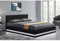 CONCEPT USINE | Lit Double New York 160 x 200 cm en Simili Noir avec LED Intégrées et Coffre de Rangement Pratique | Cadre Design avec Sommier à Lattes 2 Personnes | Style Moderne et Élégant