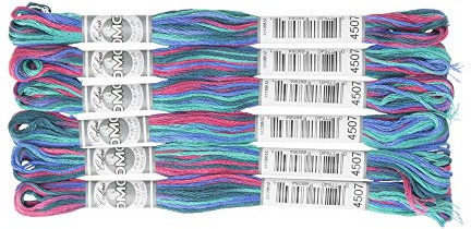 DMC 517-4507 Embroidery Floss Cotton 4507 Blue/Pink, 8 Metres