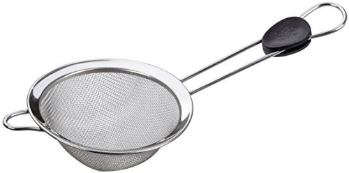 Stanley Rogers Sieb Ø 10,5 cm, Küchenhelfer mit hochwertigem Edelstahlgriff und Comfort-Griffeinlage, feinmaschiges Küchensieb aus Edelstahl (Farbe: Silber/Schwarz), Menge: 1 Stück