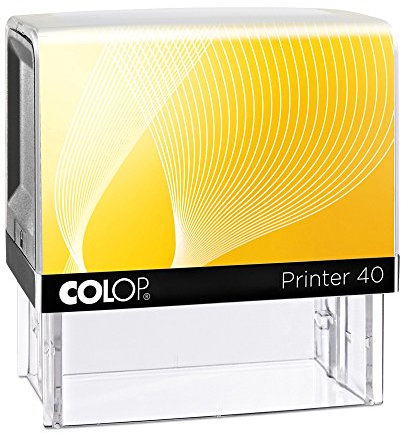 Colop Printer 40 (50x23 mm - max. 6 Zeilen) Stempel mit Wunschtext personalisieren – selbstfärbender Stempel als Namensstempel, Adressstempel, Firmenstempel (Gelb/Schwarz)